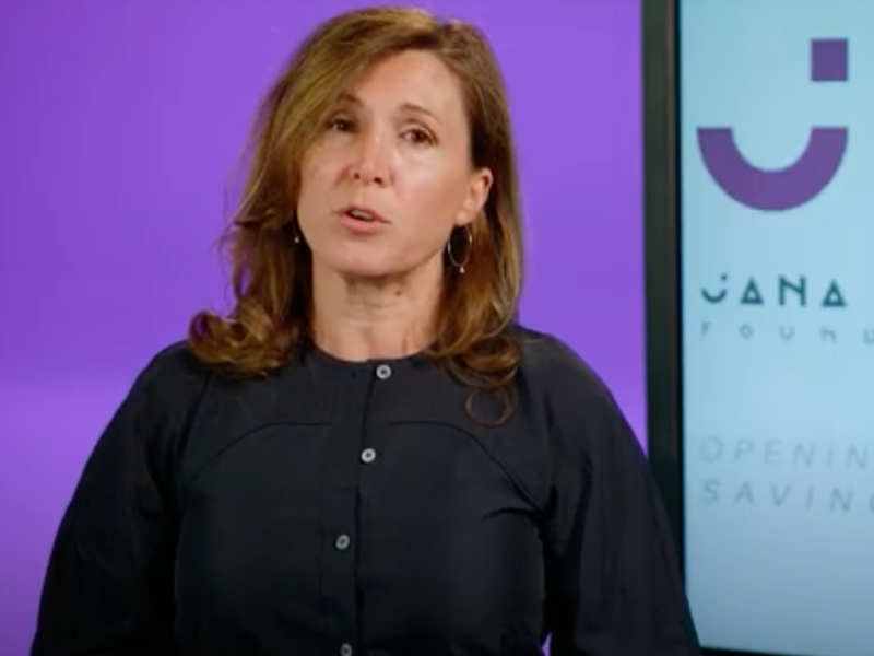 A woman in a candid conversations video speaking to the camera