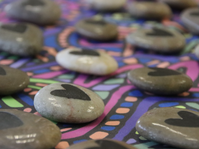 Rocks with hearts painted on them