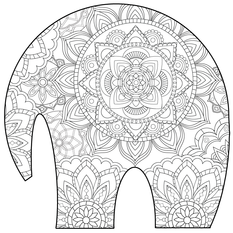 An image of a color activity page featuring an elephant