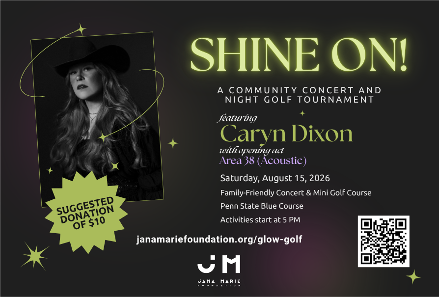 Concert promotion image featuring Caryn Dixon and date of Glow Golf Tournament